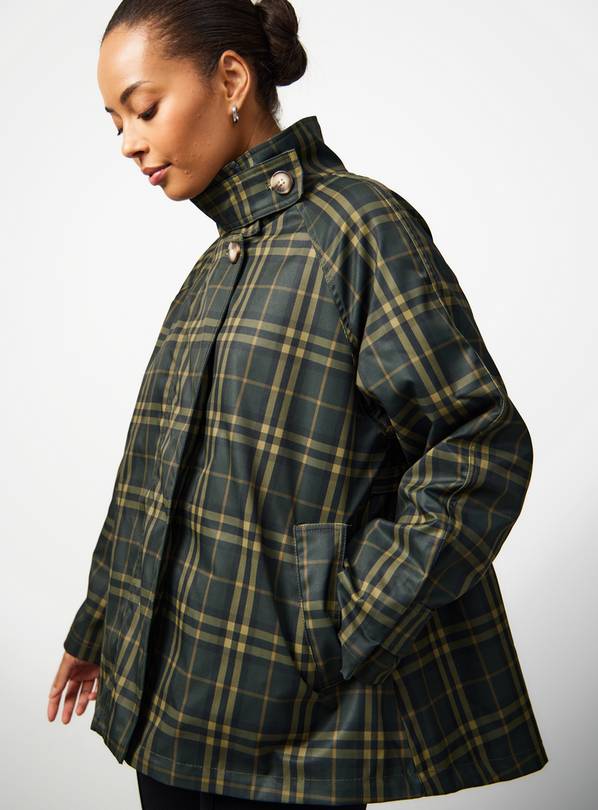 Grey Check Print Technical Parka Jacket XL